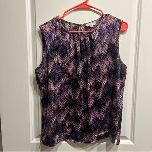 Tahari Arthur S. Levine Sleeveless Purple  Pleated Collar Blouse Women's…